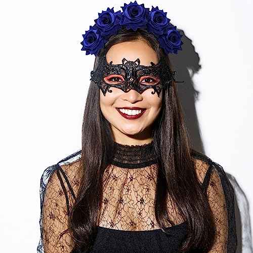 Geyoga Flower Hair Clip Set, 6 Pcs Rose Hair Accessories for Women Girls Wedding Dancing Party (Navy Blue)