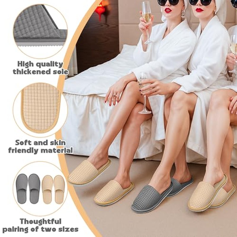 12-20 Pairs Disposable Slippers for Guest, Non Slip Disposable Slippers for Women and Men, Breathable House Slippers Indoor Outdoor for Hotel Essentials Shoeless Home Spa Travel