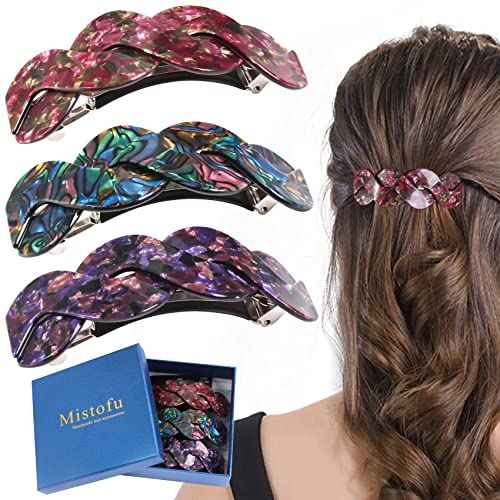 Women's Hair Barrettes - Elegant French Retro Accessories for Thick Hair Daily Wear (3pcs Large)