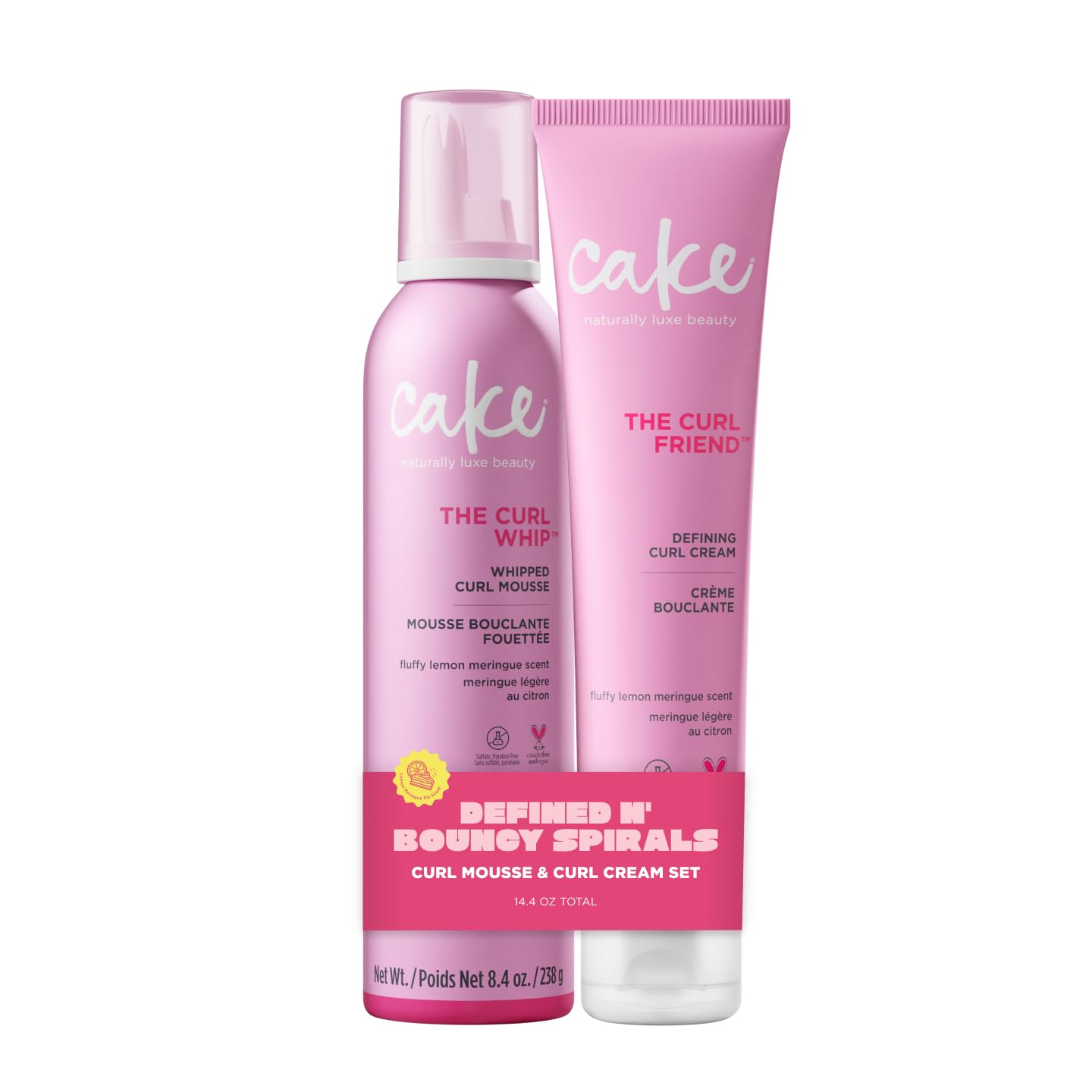 Cake Beauty Curl Defining Cream & Curl Whip Mousse 2‑Pack - Moisture, Definition, Volume & Frizz Control for Curly Hair - Vegan, Sulfate & Paraben Free