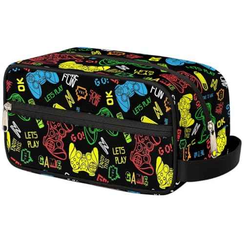 Travel Toiletry Bag for Boys Kids, Game Controller Waterproof Hanging Dopp Kit for Men, Video Games Shaving Bag with Large Capacity for Travel, Sports, Shower