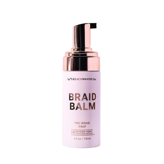 The Beachwaver Co. Braid Balm Pre-Braid Prep - Full Size (4 Fl Oz) | Frizz-Taming Primer Foam | Strengthen and Reduce Flyaways w/HiX Vegan Bond Multipliers - For All Hair Types | Bondi Beach Day