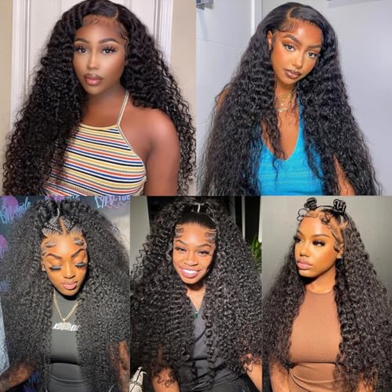 12 Inch Deep Wave Lace Front Wigs Human Hair Wigs for Women 13x6 Deep Curly Lace Frontal Wigs 250 Density HD Lace Front Wigs Human Hair Pre Plucked with Baby Hair