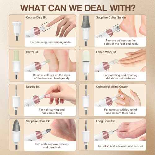 Eletorot Electric Nail File Set for Seniors, 8 in 1 Toenail Grinder Kit for Thick Nails, Professional Manicure and Pedicure Kit, Cordless Pedicure Tools for feet, 5 Speeds Nail Drill Machine