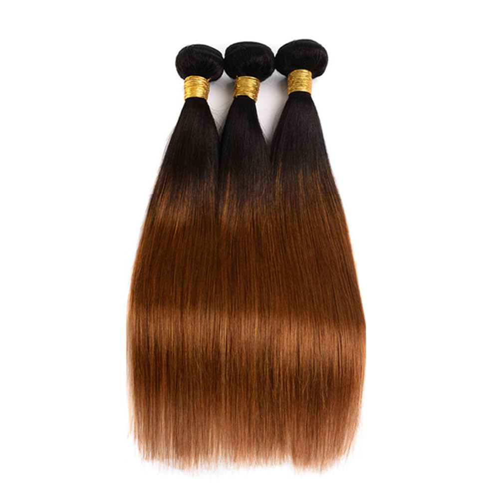 Brown Bundles Human Hair Ombre Straight Human Hair Bundles 1B30 Bundle 8 10 12 Inch Soft And Healthy Ombre Dark Brown Bundle Brazilian Virgin Remy Hair Extensions 300G