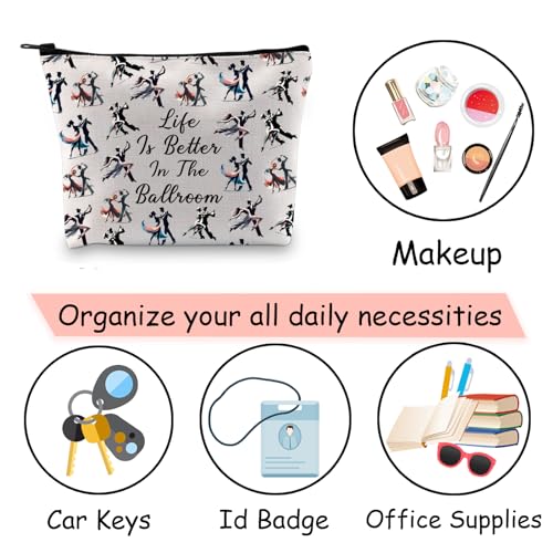 JXGZSO Dance Lover Life Is Better in the Ballroom Makeup Bag - Ballroom Dance Organizer for Tango Dancer