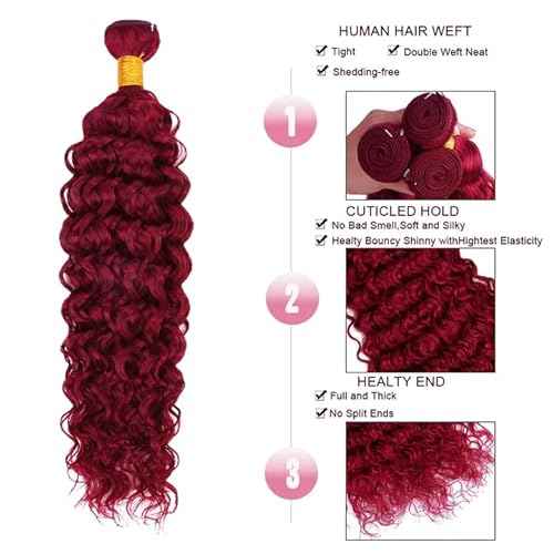 Dark Burgundy Bundles Human Hair 99J Water Wave 1 Bundle 20 inch Unprocessed Brazilian Virgin Hair Color Red Bundles