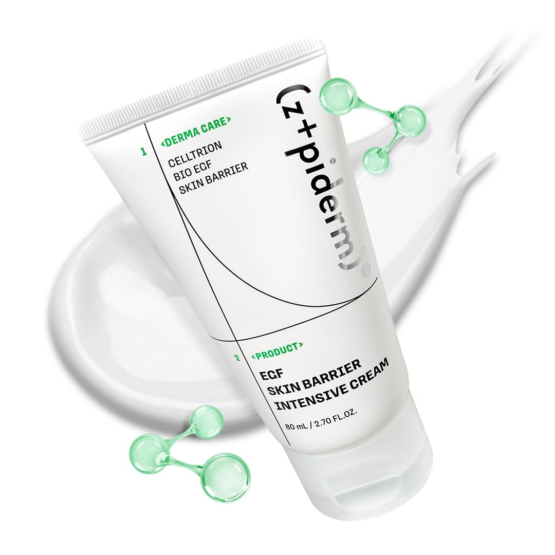 Zipiderm EGF Skin Barrier Intensive Cream – Korean Hydrating Moisturizer for Dry & Sensitive Skin | Ceramides & Panthenol | Lightweight Nourishing Face Cream | 2.70 fl oz