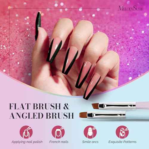 MelodySusie Nail Art Brushes Set,6pcs Nail Art Design Pen Painting Tools with Extension Gel Brush, Polish Brush, Builder Brush,Liner Brush, Carved Brush, and Dotting Pen for Home DIY Salon Use