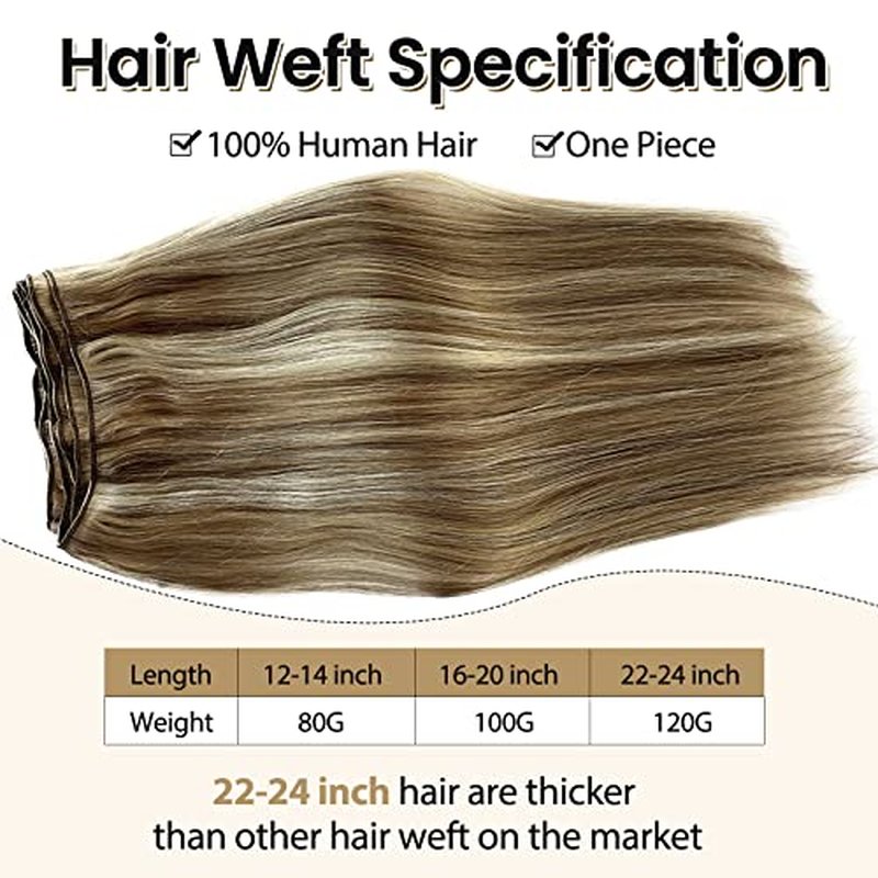 Benafee Sew in Weft Hair Extensions Human 16'' 100G Balayage Wefts Ash Brown to Beige Blonde Platinum Real Bundles