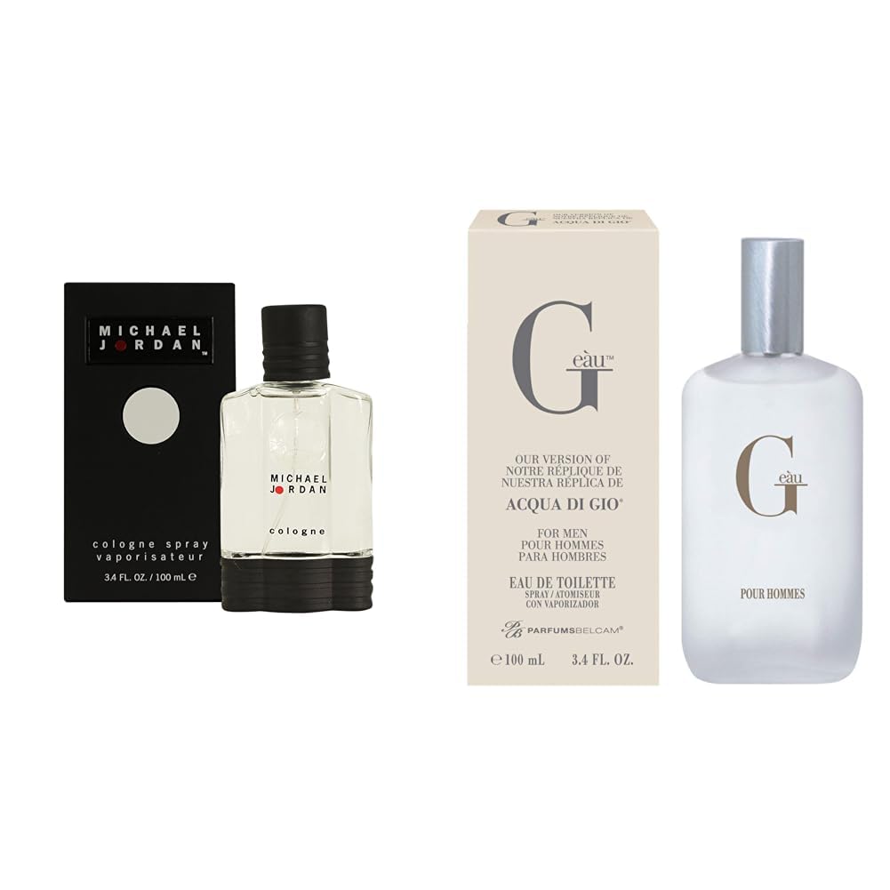 Michael Jordan for Men, 3.4 Fluid Ounce & PB ParfumsBelcam G Eau, Our Version of Acqua Di Gio, Eau de Toilette Spray, 3.4 Fl Oz