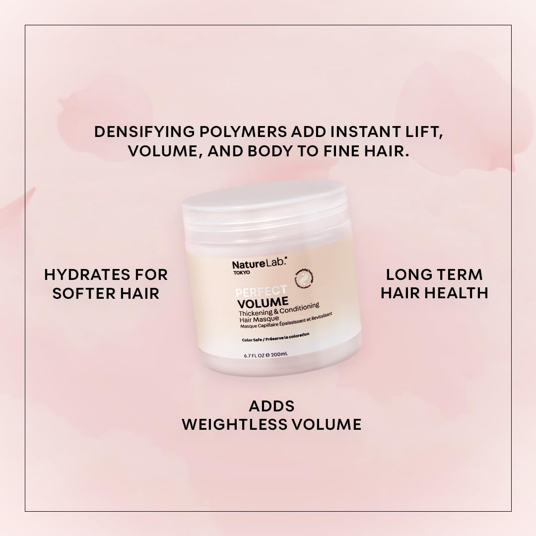 NatureLab.TOKYO Perfect Volume Thickening & Conditioning Hair Masque | Hydrate Hair While Adding Softness & Smoothness | 6.7 Fl Oz