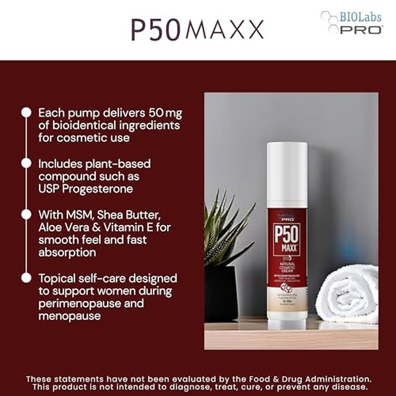 BIOLABS PRO All Natural P50 Maxx Cream 50mg Progesterone per Dose (Unscented-3oz)