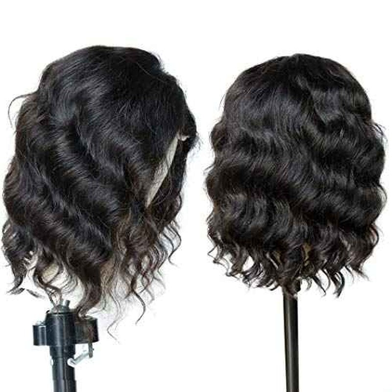 Bob Wig Human Hair Body Wave Lace Front Wigs Human Hair 4x4 HD Lace Closure Wig 12 inch 180% Density Pre Plucked Short Bob Wigs for Women Wet and Wavy (12 inch, Natural Black)