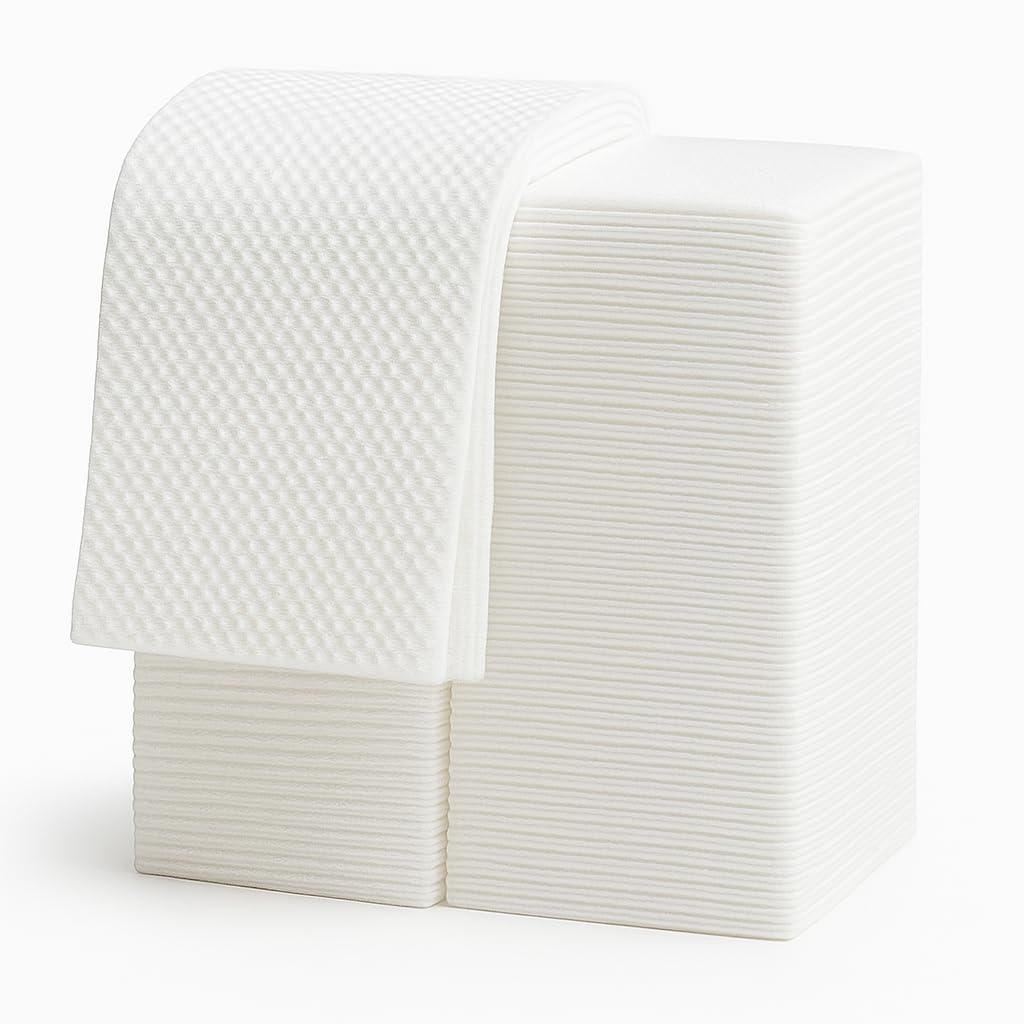 Celmuron Disposable Bath Hair Towels, 100-Count 12" x 28", Thick Pearl Texture, Soft & Absorbent Salon Spa Towels(White)