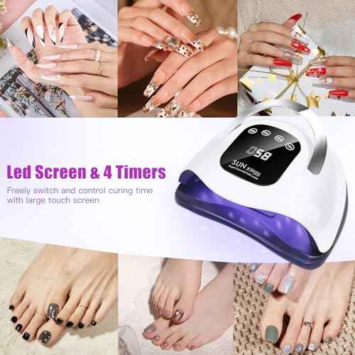 Wisdompark 320W UV LED Nail Lamp, Nail Dryer for Gel Polish with 72Pcs Lamp Beads and Automatic Sensor/4 Timer Setting Professional Nail Art Tools