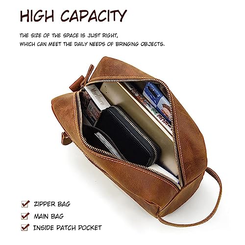 Travel Toiletry Bag for Men Leather Dopp Kit Bags Christmas Gift