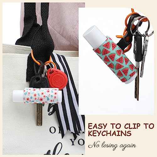 Sureio 40 Pcs Lip Balm Holder Keychain Bulk Lip Gloss Holder Keychain with Clip on Compact Elastic Lipstick Sleeves Christmas Stocking Stuffers Gift Gifts for Women