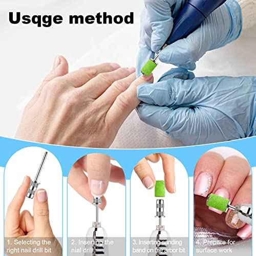 Nail Drill bits,Sanding Bands for Nail Drill Shaft 3/32 inch,Drill bits for Nails,Mandrel bit for Nails,Nail Drill bits for Acrylic Nails Manicure Nails Manicure Pedicure Tool(Silver)