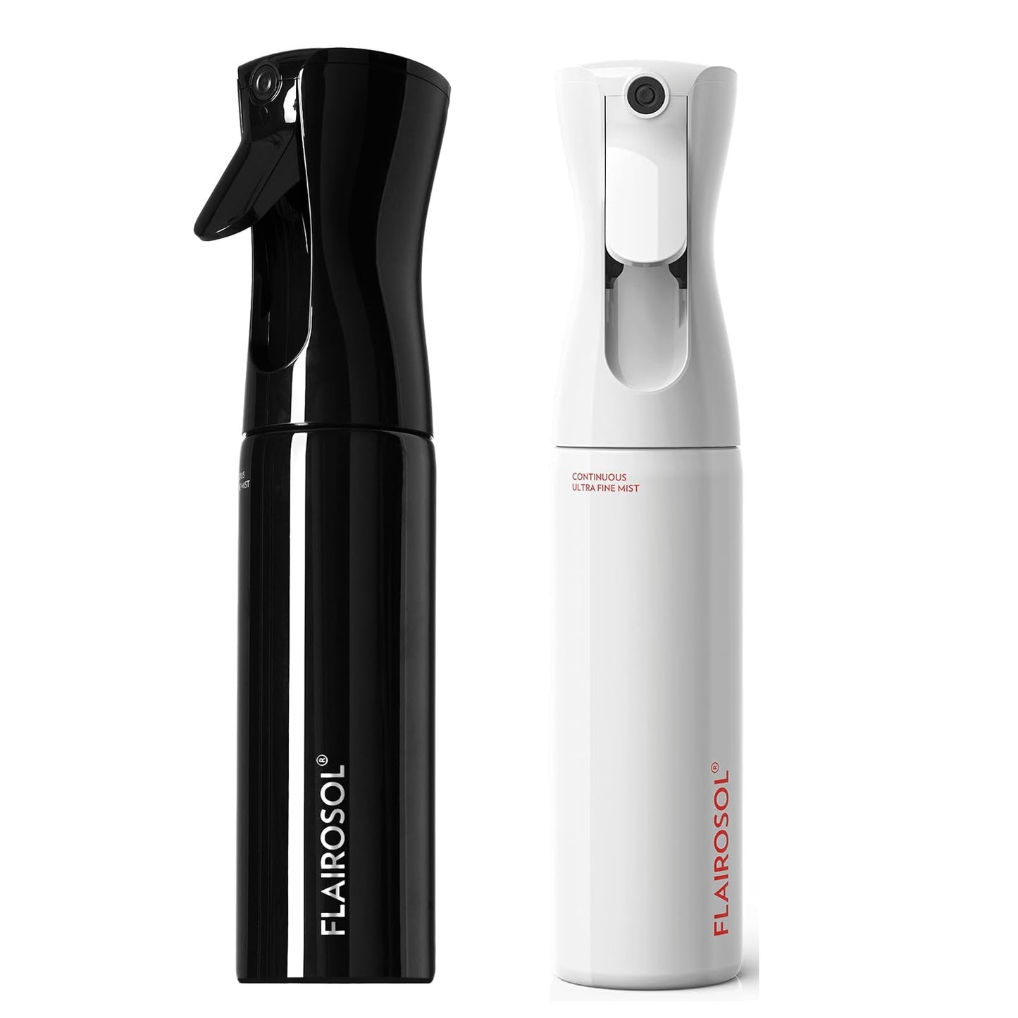 FLAIROSOL - The Original, Continuous Ultra Fine Mist Spray Bottle, White & Black Bottle for Hairstyling