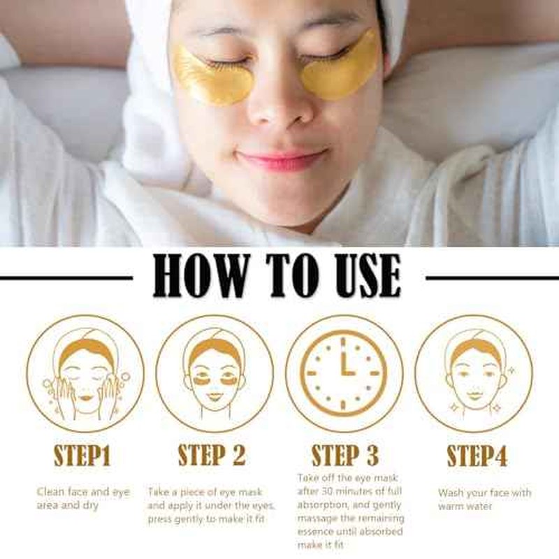 Eakroo 30 Pairs Lip Masks & Eye Masks, Crystal Collagen Eye Patches for Puffy Eyes, 24K Gold Gel Crystal Collagen Eye Pads, Effectively Nourishes the Lip Skin, Gifting Items, Hangover Kit