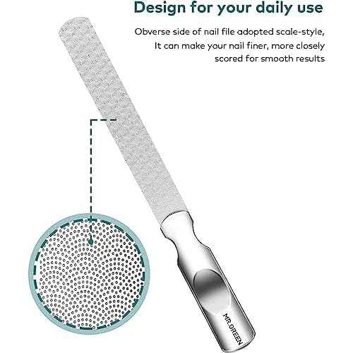 Stainless Steel Nail File with Anti-Slip Handle and Leather Case, Double Sided and Files Nails Easily for Men and Woman