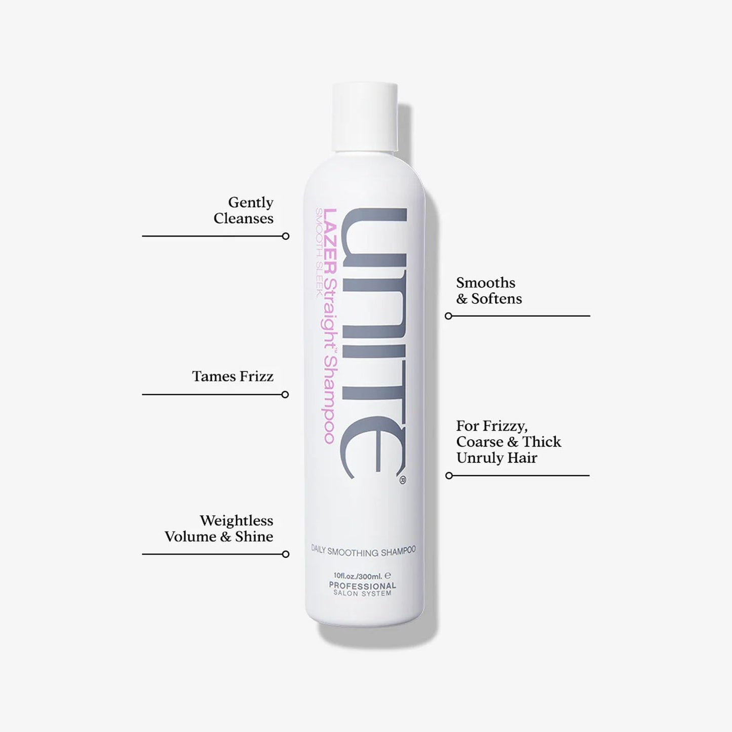 UNITE Hair – LAZER Straight Shampoo & Conditioner – Smooths, Softens & Controls Frizz – Humidity Protection – 10 Fl Oz & 8 Fl Oz