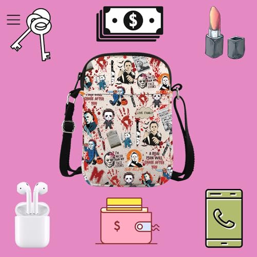 TSOTMO Horror Movie Horror Characters A Real Man Will Chase After You Makeup Bag Funny Halloween Scary Halloween Movie Gift (A Real Man CR)