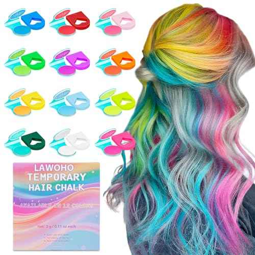 Temporary Hair Chalk for Girls 12 Color,Glow in UV Light Neon Hair Chalk Washable Blacklight Reactive Hair Dye Color UV Makeup for Halloween Cosplay,Christmas Birthday Gift for Girl Age 5-12 Years Old