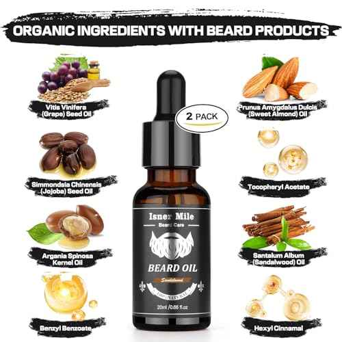 Beard Kit for Men Grooming & Care: with 2 Pack Beard Oils and Balm - Wash & Conditioner for After Shave Lotions Sandalwood, Brush and Comb Sets with Scissors, Valentines Fathers Gifts for Dad/Men/Him