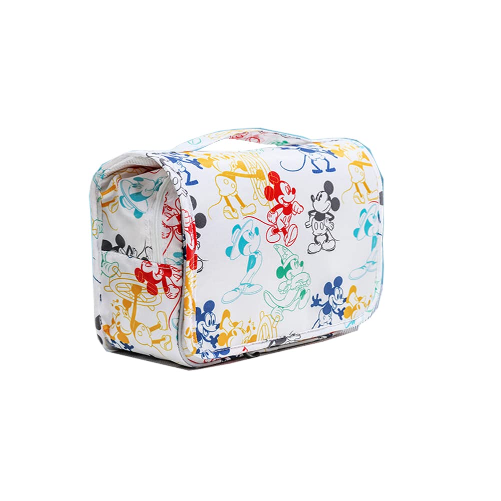 Finex Mickey Colorful Cartoon in White Background Toiletry Shower Bag with Handle and Hanging Hook for Travel Skincare Cosmetic Makeup Tools