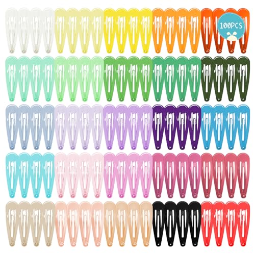 Colorful Snap Hair Clips Hair Barrettes for Girls,Clips Candy Color Hair Accessories for Kids Teens, Toddlers,Women (Color=Multicolor | Pack=100-Pack)