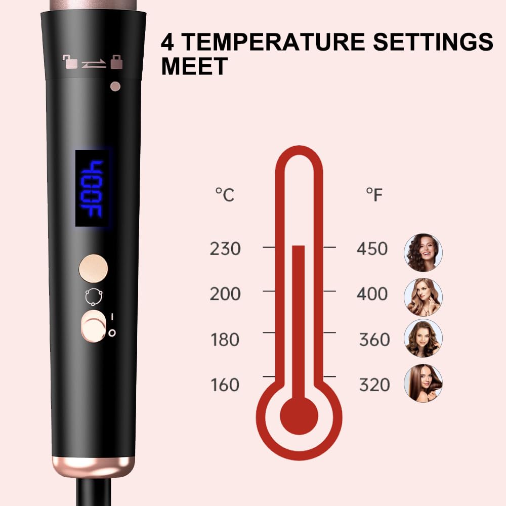 SOUKENGEN 5-in-1 Curling Wand Set with Temp Display,Perfect for Girl