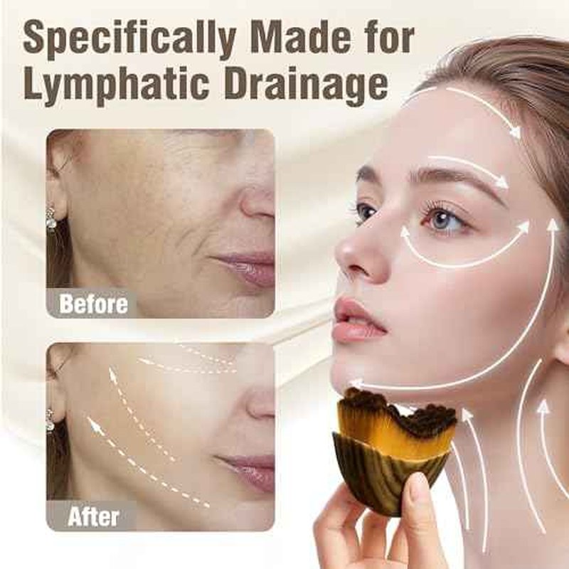 Lymphatic Contour Face Brush for Gentle Facial Massage - Soft Lymphatic Drainage Face Brush to Reduce Puffiness - Lift Jawline & Enhance Natural Glow