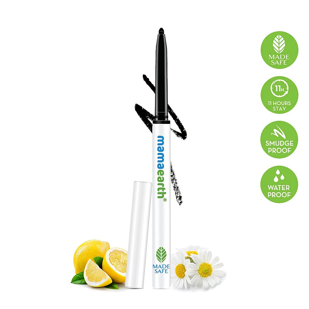 MAMAEARTH Charcoal Black Kajal with Vitamin C & Chamomile, 0.35g