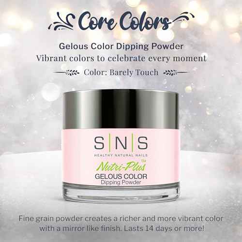 SNS Nail Dip Powder, Gelous Color Dipping Powder - Barely Touch (Natural, Nudes/Pastel, Cream) - Long-Lasting Dip Nail Color Lasts 14 Days - Low-Odor & No UV Lamp Required - 1oz