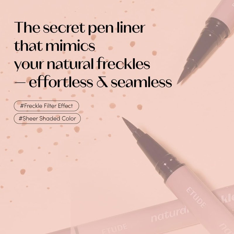 ETUDE Naturally Freckle Pen (light brown), Natural Looking Faux Freckles, Waterproof, Easy Control Sponge Tip, Multi use for Brow Hair Strokes and Lip Liner (0.5g)