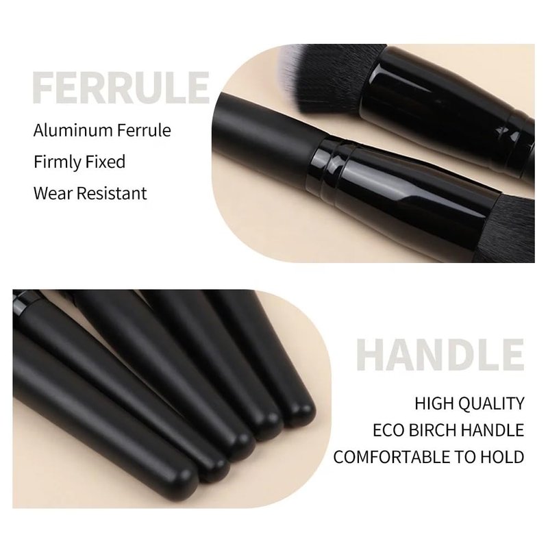 15 Piece Synthetic Vegan Makeup Brush Set with Quilted Bag, Black