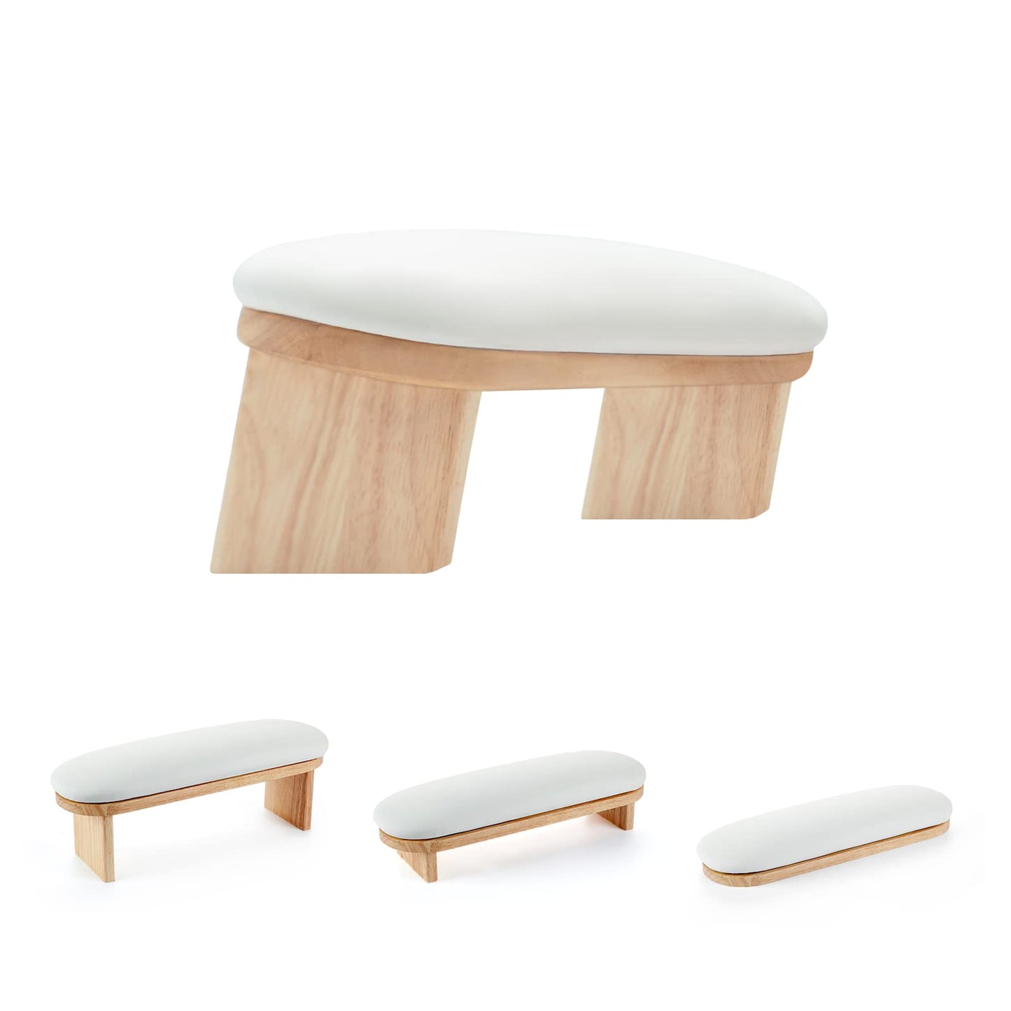 Nail Arm Rest, Professional Adjustable Height Nail Arm Rest Solid Wood with PU Leather Soft High-Density Sponge, Hand Rest for Nails