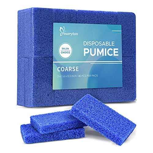 Maryton Disposable Foot Scrubber Pumice Pads, Pedicure Pumice Stone Dead Skin Callus Remover for Feet, 40Pcs (Dark Blue Coarse)