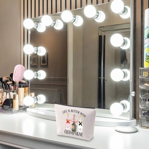 TGBJE Champagne Lover Gifts Life is Better With Champagne Makeup Bag Girls Wine Trip Gift Bachelorette Party Zipper Pouch (Life Champagne bag)