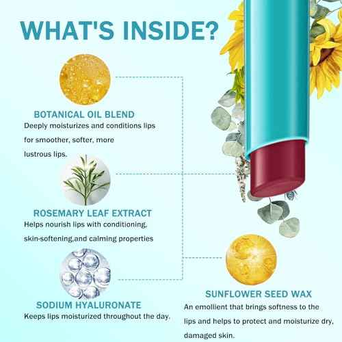 4pcs Lip Tint Hydrating, Moisturizing Lip Oil Balm, Long Lasting Waterproof Lip Gloss Non-Stick Cup Lipstick Set, Natural Ingredients Strong Moisturizing Lipstick