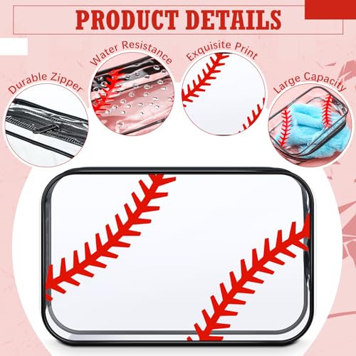 Abbylike 12 Pcs 7 x 4.7 x 2.4'' Cosmetic Bag Gifts Accessories for Makeup Bags PVC Cheer Case Clear Toiletry Zipper Pouch for Women Christmas Xmas (Baseball Theme)