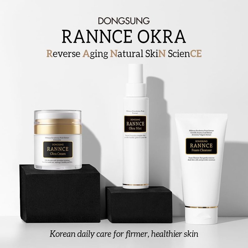 Rannce DONGSUNG Okra Cream, 1.76oz Vegan Mucin Cream form Korea Anti Aging Face Cream with Functional Okra Extracts, Wrinkle Improvement, Hydrates and Moisturizes Skin, Improves Firmness, 50g