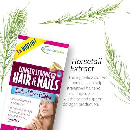 Applied Nutrition Longer Stronger Hair & Nails - 60 Liquid Soft-Gels - Biotin, Silica & Collagen - 30 Servings