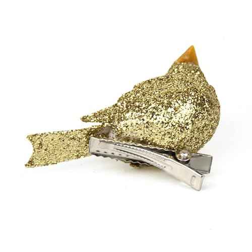 HOMSFOU 36 Pcs Glitter Bird Clip on Ornaments - Sequin Bird Ornaments for Women - Ladies Jewelry Hair Barrette - Birds Decor Hair Clips - Miss Statue Gold Powder, Ideal for Parties and Festivals