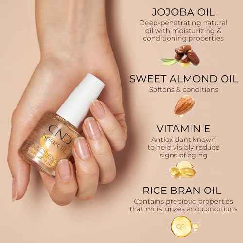 CND SolarOil Cuticle Oil, Blend Of Jojoba, Vitamin E, Rice Bran & Sweet Almond Oils, Moisturizes & Conditions