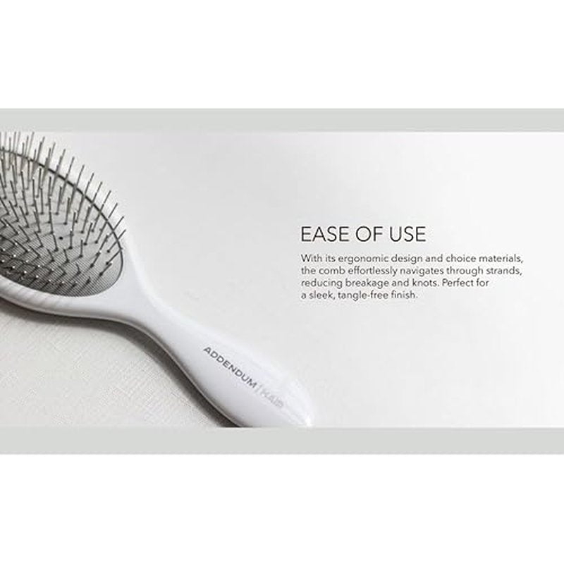 Luxury Wet Hair Brush ? Fine Stainless Steel Bristles & Ergonomic Handle by Addendum Hair ? Detangler Brush for All Hair Types ? Durable & Hygienic ? White