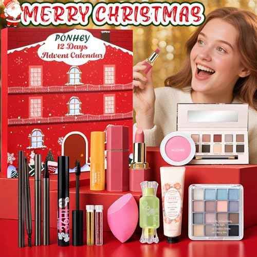 Makeup Advent Calendar 2025,12 Days Christams Advent Beauty Calendar,Countdown Calendar For Girls Teens Women Adult,Xmas Holiday Beauty & Cosmetic Surprise Gif