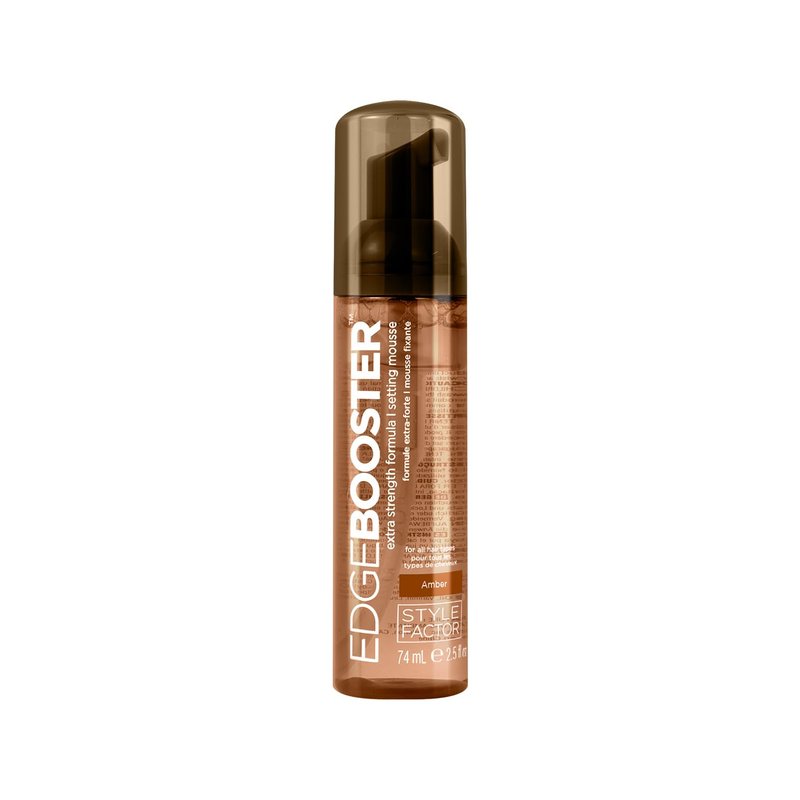 Style Factor EDGE BOOSTER Extra Strength Setting Mousse – Frizz Control, Extra Volume, and Conditioning – 6.4oz Amber Mousse for Curly Hair